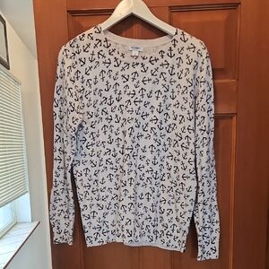 Navy Anchor Print Stylish Sweater